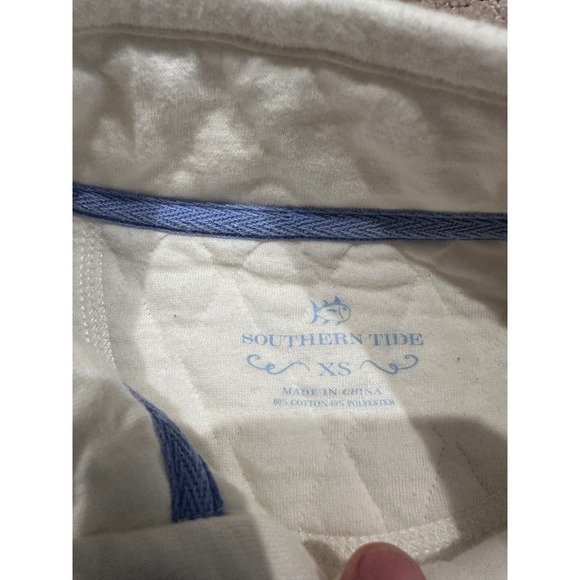 Women's Southern Tide Quilted Pullover Top Button Up Cream size XS - Picture 6 of 10